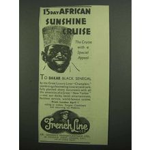 1939 French Line Cruise Ad - African Sunshine Cruise