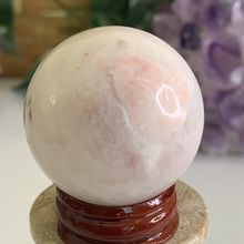 White Agate Sphere Polished Orb Crystal Ball W Stand Healing Meditation 1 1/2"