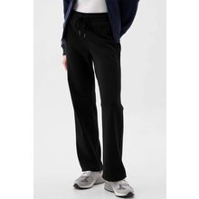 Black Solid Color Fleece Lined Drawstring Waist Casual Pants