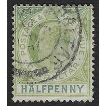 GIBRALTAR 1903 EDVII WMK CROWN CA ½d USED SG46