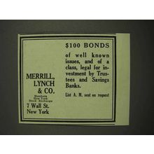 1917 Merrill, Lynch & Co. Ad - $100 Bonds
