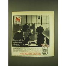 1962 Booth's House of Lords Gin Ad - You can tell the difference in the dark