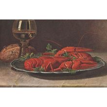 Lobster Jacket Potato & Sherry Antique Postcard