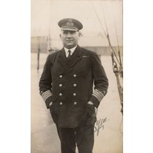 Military War Sea Ship Captain WW1 Signed Old Postcard