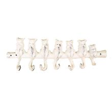Pack Of 2] Whitewashed Cast Iron Cat Wall Hooks 13""