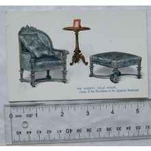 vintage colour postcard The Queens Dolls House, Furniture in Queens Bedroom