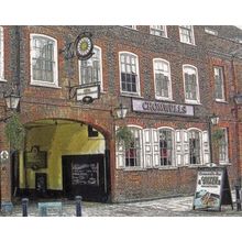 The Sun Hotel Coffee Snack Bar Advertising Sign Artist Drawing Hitchin Postcard