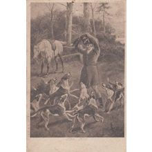 Fox Hunting Graphic Antique Pack Of Dog Dogs Hunt Blood Sports Killing Postcard