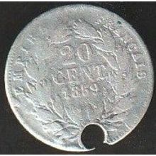 1859 A France 20 Centimes Silver Coin