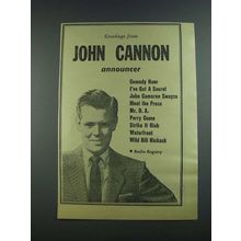1956 John Cannon Announcer Ad - Greetings From