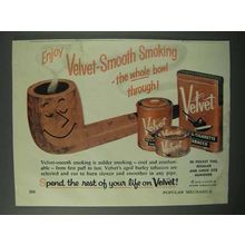 1960 Velvet Tobacco Ad - Velvet-Smooth Smoking