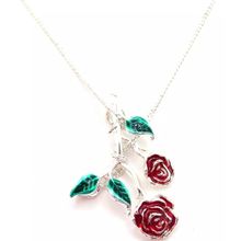 Rose Pendant Love 2 CM on a Silver Plate Necklace 42 CM Ladies Jewellery Gift