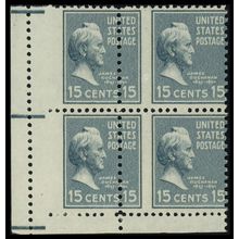 820, Mint NH/LH 15¢ - Misperfed Error Block * Stuart Katz