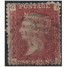 1858 SG43 1d Red Plate 119 Good/Fine Used Check Letters "AG" .