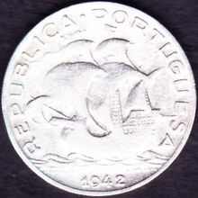 1942 Portugal 5 Escudos Silver Coin