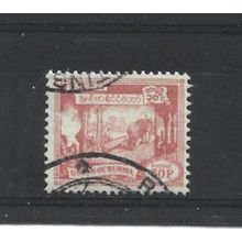 Burma.SG145 30p Elephant hauling log (Red).Fine Used.Jul25l