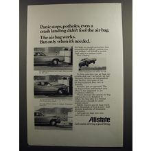 1972 Allstate Insurance Ad - Panic stops, potholes, even a crash landing