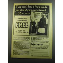 1972 Roaman's Fashion Ad - If you cant lose pounds, you should gain a new friend