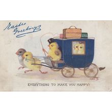Chicken Weed Transportation Carriage Antique Chick Greetings Postcard