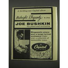 1956 Capitol Records Ad - Midnight Rhapsody Joe Bushkin his piano and orchestra