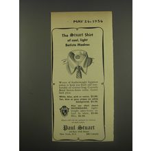 1956 Paul Stuart Shirts Ad - The Stuart shirt of cool, light batiste madras