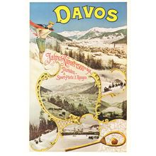 Davos Verkehrsverein Victorian Switzerland Plakat Poster Postcard