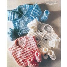 Baby Knitting Pattern Everyday Garter Ridge Cardigans Waistcoat Booties 8/4ply