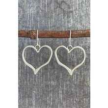Silvery Heart Shape Hook Drop Earrings