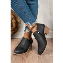 Black Tulip Opening Suede Ankle Boots