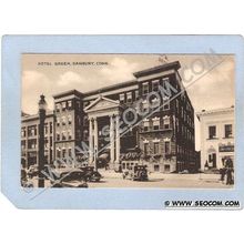 CT Danbury Hotel Green Street Scene w/Old Cars Photo Type Card ct_box1~492