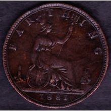 1881 Great Britain 1 Farthing Coin