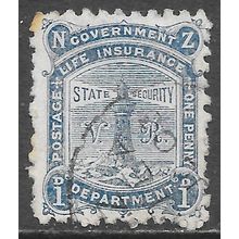 NZ NEW ZEALAND 1902 QV LIFE INSURANCE P11 WMK S/WAYS LIGHT HOUSE USED SGL17 L17