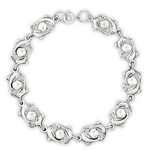 Sterling Silver Double Dolphin With Ball Link Bracelet