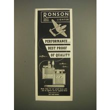 1944 Ronson Lighters Ad - Performance best proof of quality