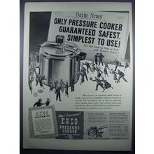 1948 Ekco Pressure Cooker Ad - Safest, Simplest