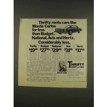 1976 Thrifty Rent-a-car Ad - Monte Carlos for Less