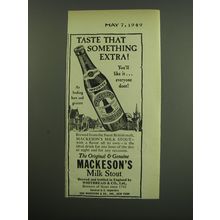 1949 Mackeson's Milk Stout Ad - Taste that something extra
