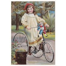 Victorian Punch & Judy Toy Puppet On Bicycle Poster Postcard