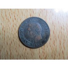 France 1854W Napoleon III 2 Centimes Coin