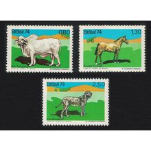 Brazil Tabarua Horse Mastiff Dog Domestic Animals 3v 1974 MNH SG#1517-1519
