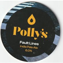 UNUSED KEG CLIP FRONT - POLLY'S BREW CO (WALES) - FAULT LINES INDIA PALE ALE