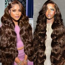 30 Inch Chocolate Brown Lace Front Wig Human Hair 13X6 Body Wave Lace Front Wigs