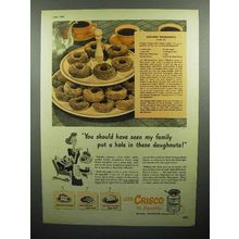 1947 Crisco Shortening Ad - Put a Hole in Doughnuts