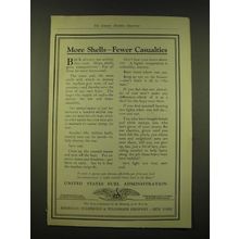 1918 United States Fuel Administration Ad - More shells - fewer casualties