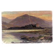 KILCHURN CASTLE LOCH AWE, SCOTLAND antique used postcard, Hildesheimer 1917 pm =
