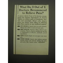 1957 Anacin Medicine Ad - What do 3 out of 4 doctors recommend to relieve pain?