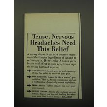 1957 Anacin Medicine Ad - Tense, nervous headaches need this relief