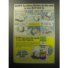 1973 Dow Bathroom Cleaner Ad - Dow's scrubbing bubbles do the work