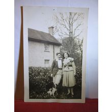 A COUPLE WITH 'JINX' THE SPANIEL PHOTOGRAPH unused postcard #