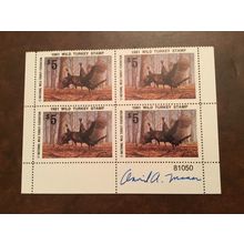 ICOLLECTZONE Wild Turkey Federation 1981 Artist Signed Stamp Plate Block VF NH